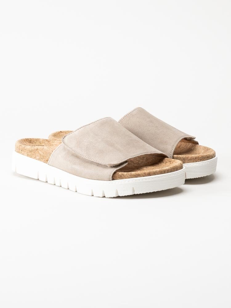 Gabor - Beige slip in sandaler i mocka