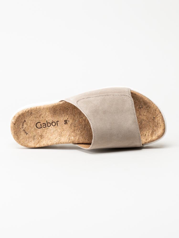 Gabor - Beige slip in sandaler i mocka