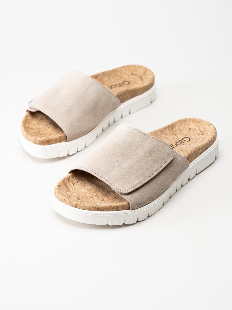 Gabor - Beige slip in sandaler i mocka
