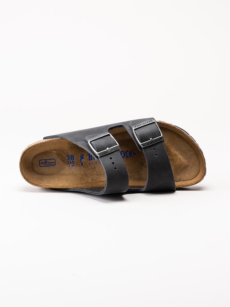 Birkenstock - Arizona Narrow SFB - Svarta slip in sandaler med mjuk sula