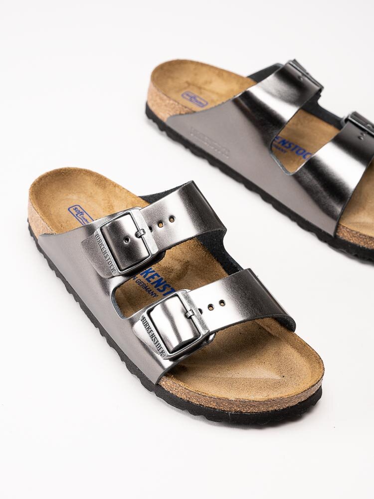 Birkenstock - Arizona Narrow SFB - Gråmetallic slip in sandaler