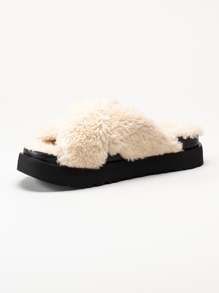 UGG - W Fuzz Sugar Cross Slide - Off white tofflor i ull