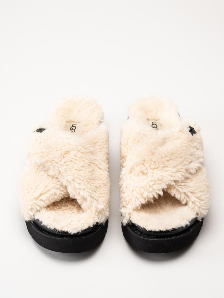 UGG - W Fuzz Sugar Cross Slide - Off white tofflor i ull