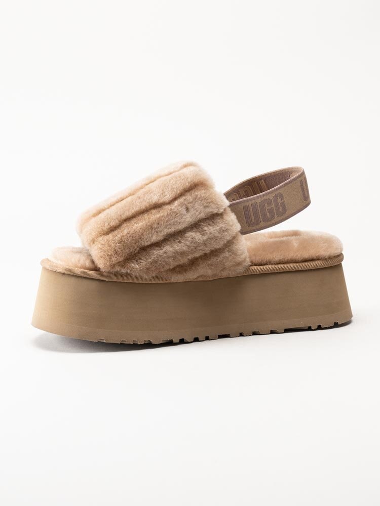 UGG - W Disco Sherpa Corduroy Slide - Ljusbruna tofflor med platå