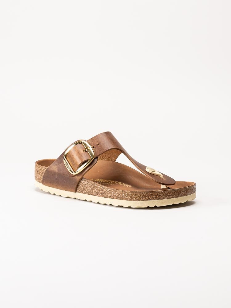 Birkenstock - Gizeh Big Buckle Regular - Bruna flip flop sandaler i oljat skinn