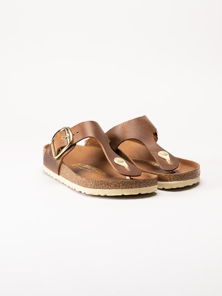 Birkenstock - Gizeh Big Buckle Regular - Bruna flip flop sandaler i oljat skinn