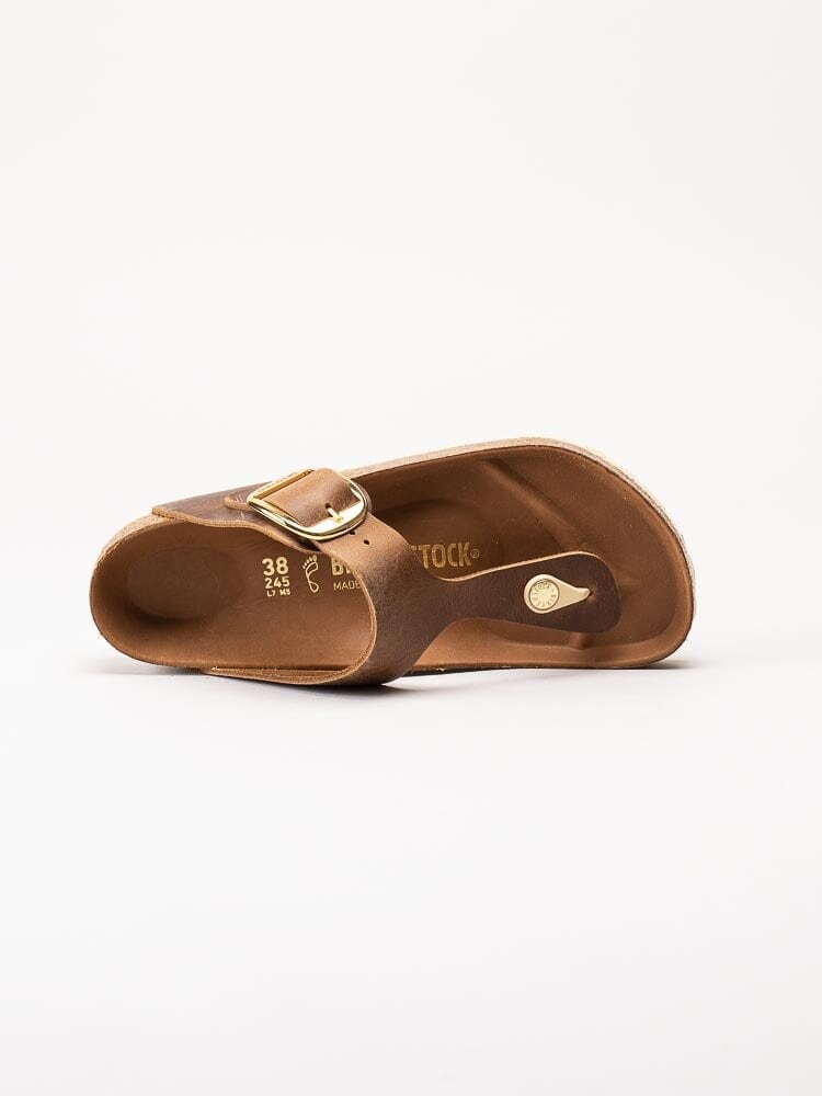 Birkenstock - Gizeh Big Buckle Regular - Bruna flip flop sandaler i oljat skinn