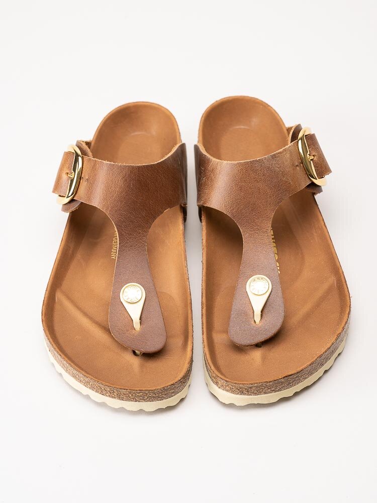 Birkenstock - Gizeh Big Buckle Regular - Bruna flip flop sandaler i oljat skinn