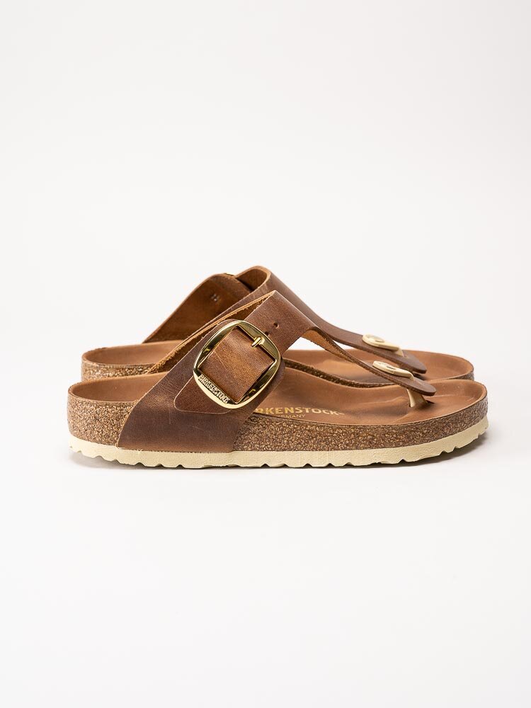 Birkenstock - Gizeh Big Buckle Regular - Bruna flip flop sandaler i oljat skinn