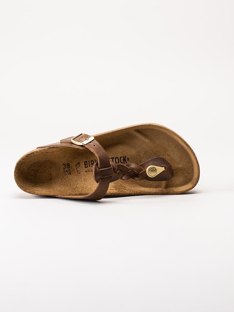 Birkenstock - Gizeh Braided Regular - Bruna flätade flip flop sandaler i oljat skinn