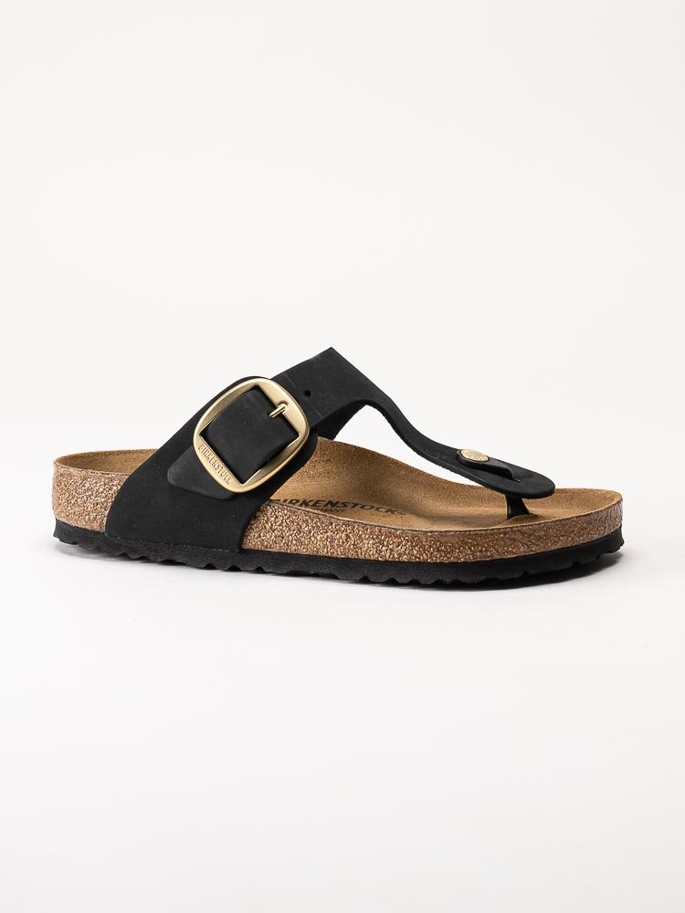 Birkenstock - Gizeh Big Buckle Regular - Svarta flip flop sandaler i nubuck