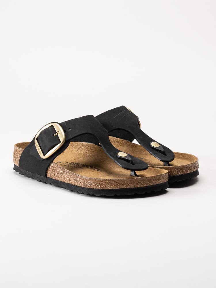 Birkenstock - Gizeh Big Buckle Regular - Svarta flip flop sandaler i nubuck