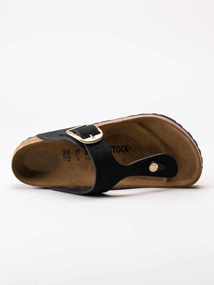 Birkenstock - Gizeh Big Buckle Regular - Svarta flip flop sandaler i nubuck