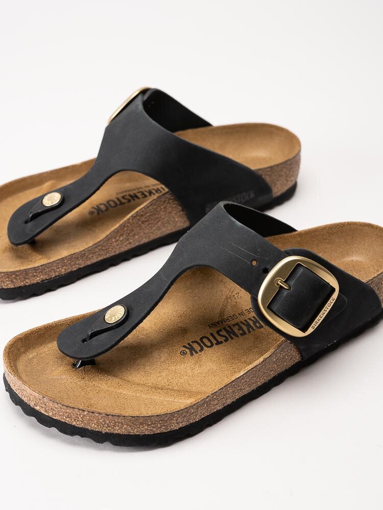 Birkenstock - Gizeh Big Buckle Regular - Svarta flip flop sandaler i nubuck