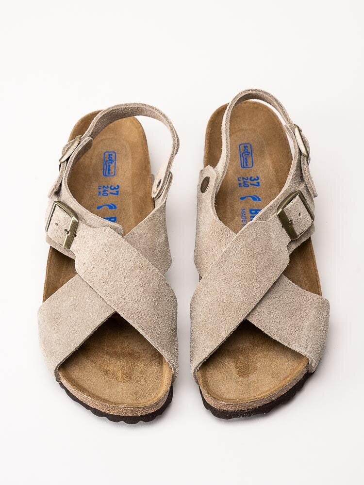 Birkenstock - Tulum Narrow SFB - Beige slip in sandaler mocka