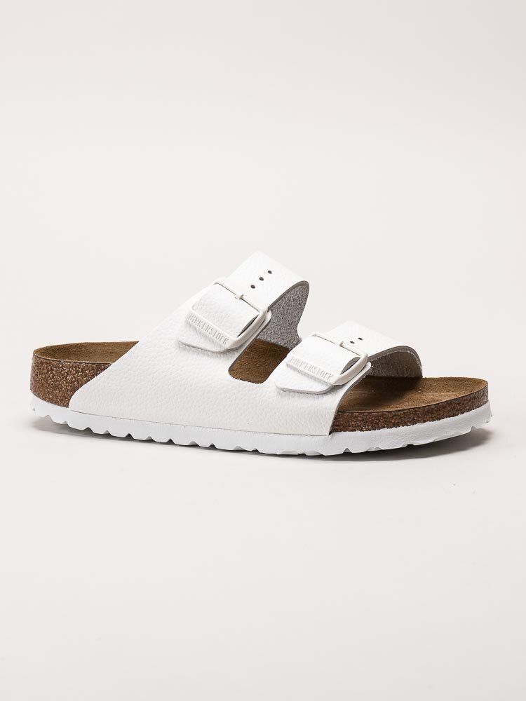 Birkenstock - Arizona Narrow SFB - Vita slip in sandaler i skinn med smal läst