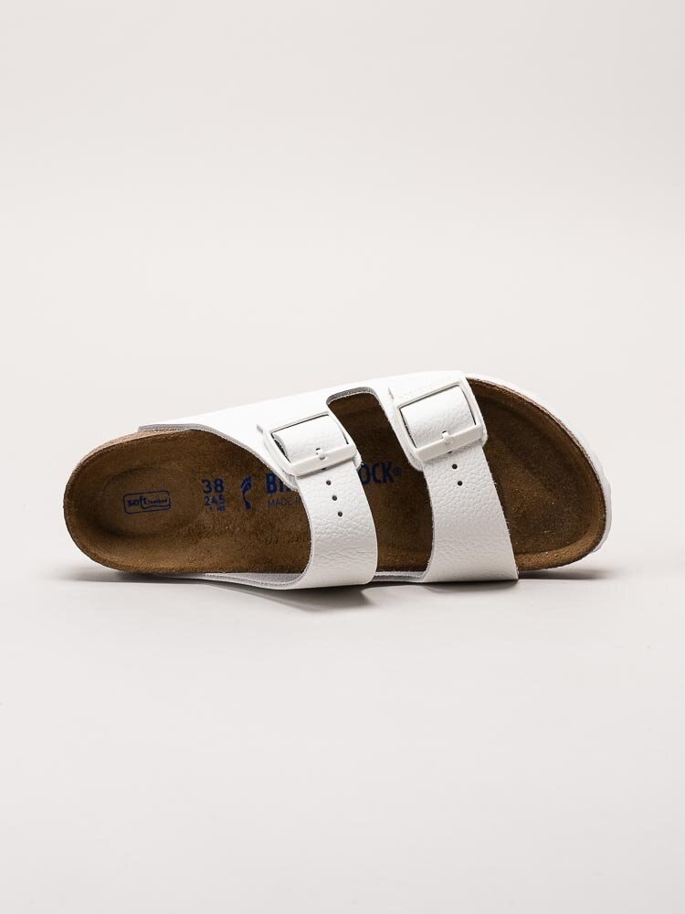 Birkenstock - Arizona Narrow SFB - Vita slip in sandaler i skinn med smal läst