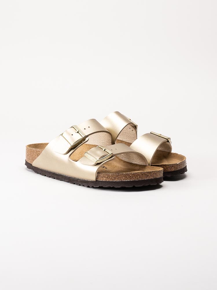 Birkenstock - Arizona Narrow - Guldmetallic slip in sandaler med smal läst