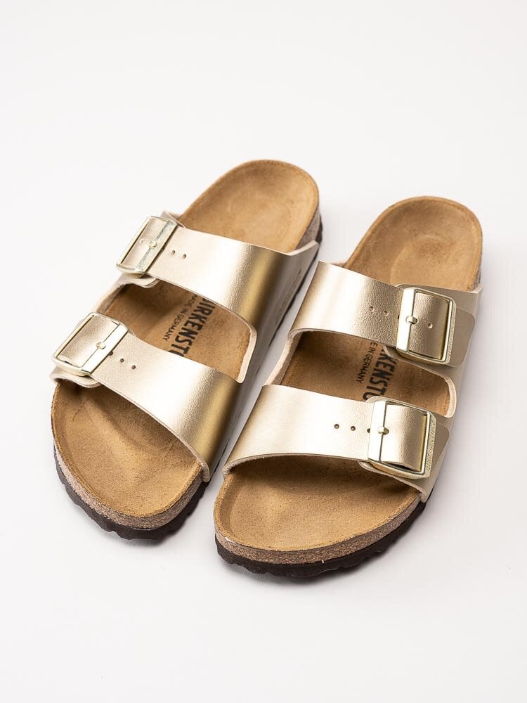 Birkenstock - Arizona Narrow - Guldmetallic slip in sandaler med smal läst