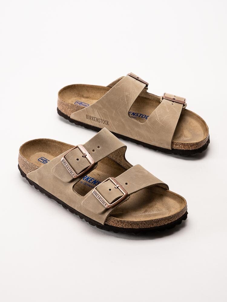 Birkenstock - Arizona Narrow SFB - Bruna slip in sandaler i oljad nubuck