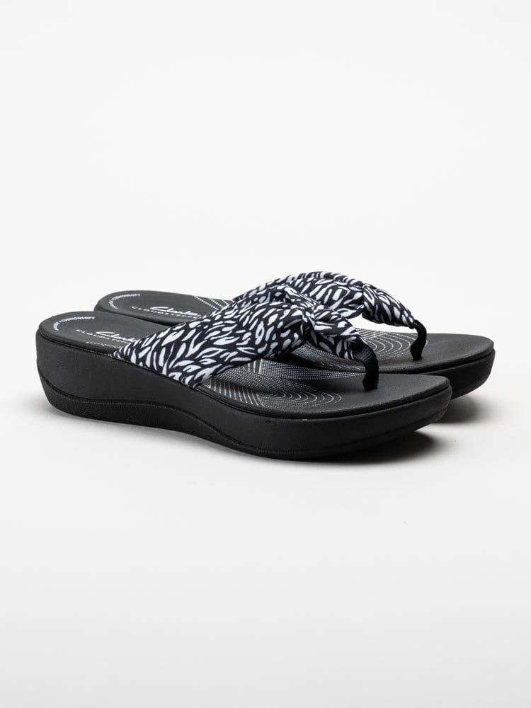 Clarks - Arla Glison 2 - Svart vita flip flop i textil