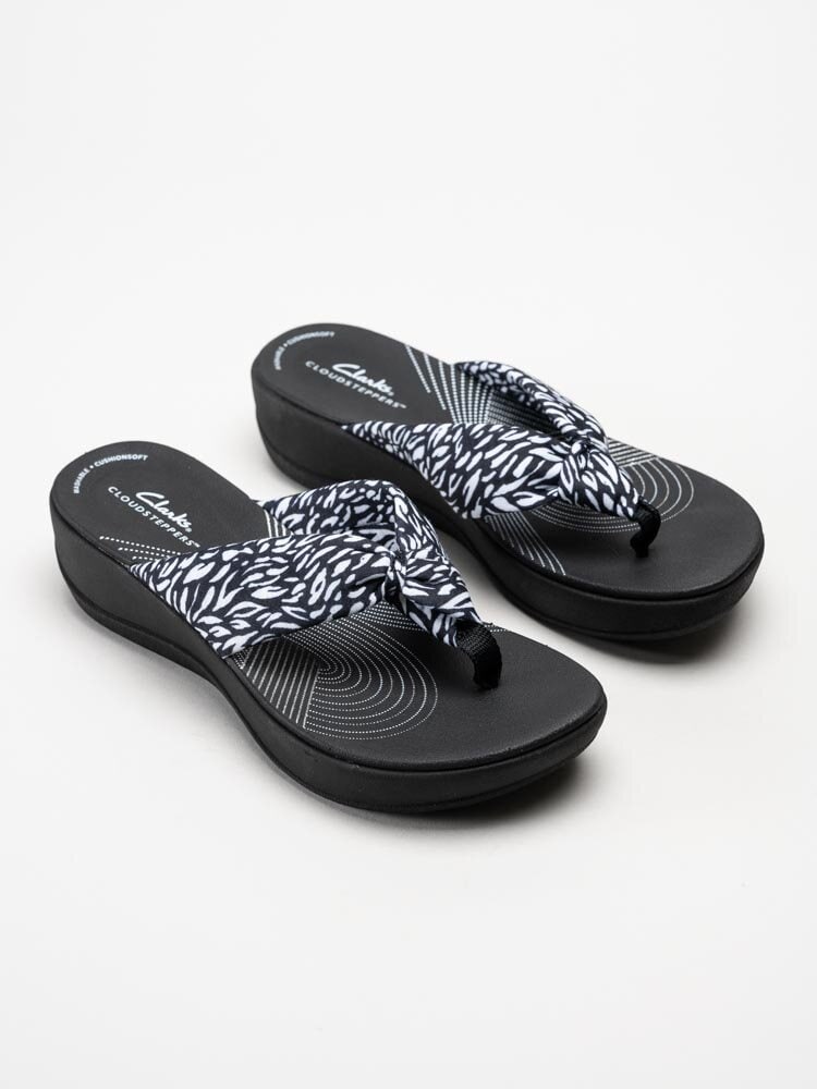 Clarks - Arla Glison 2 - Svart vita flip flop i textil