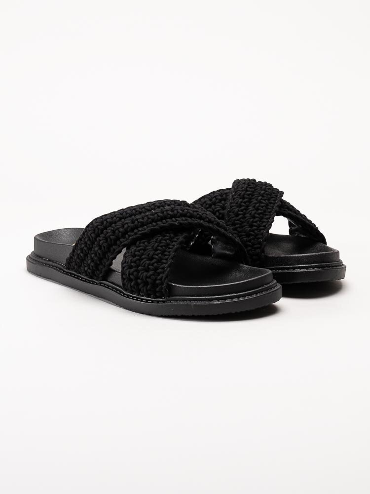 Donna Girl - Svarta sandaler med korslagda remmar