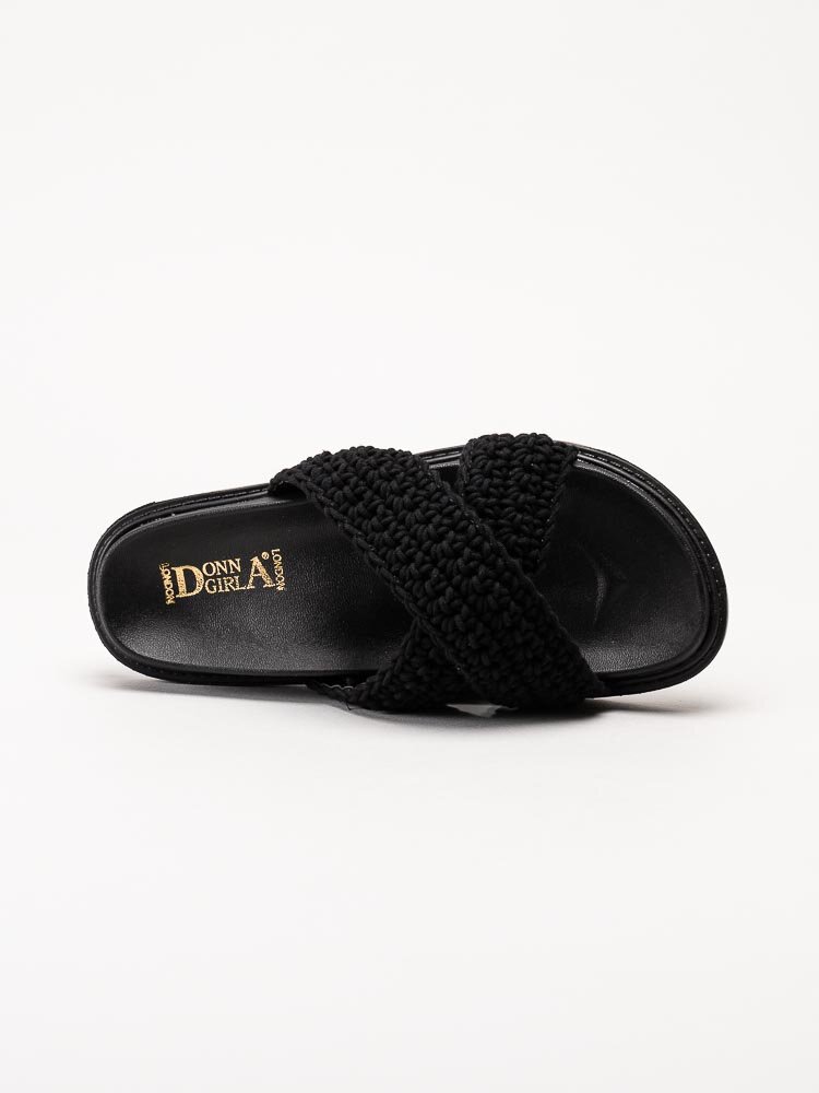 Donna Girl - Svarta sandaler med korslagda remmar