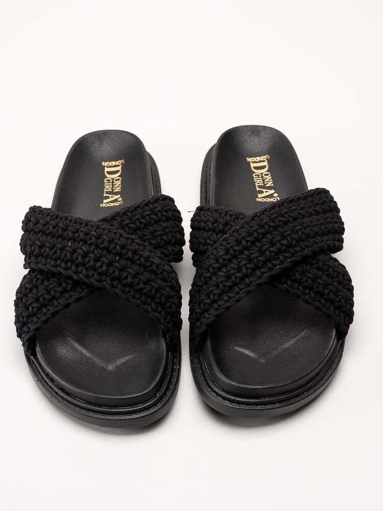 Donna Girl - Svarta sandaler med korslagda remmar