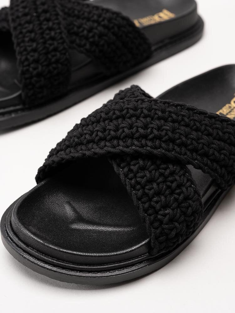 Donna Girl - Svarta sandaler med korslagda remmar