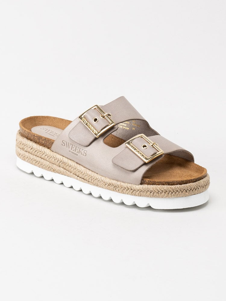 Sweeks - Sonja - Beige slip in sandaler med repklädd sula