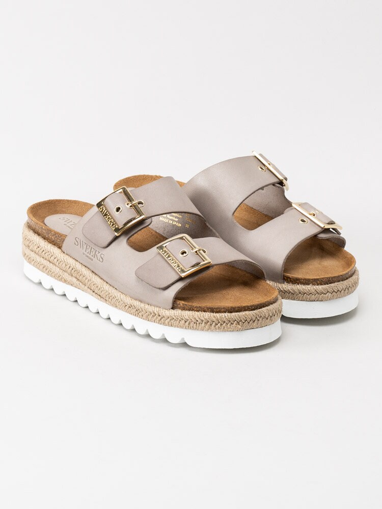 Sweeks - Sonja - Beige slip in sandaler med repklädd sula