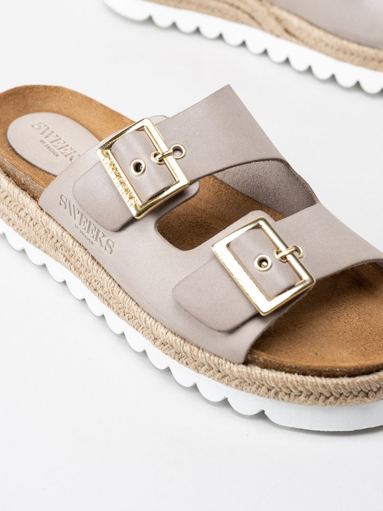 Sweeks - Sonja - Beige slip in sandaler med repklädd sula