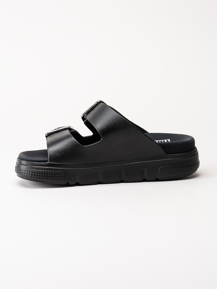 Rieker - Svarta slip in sandaler i skinnimitation