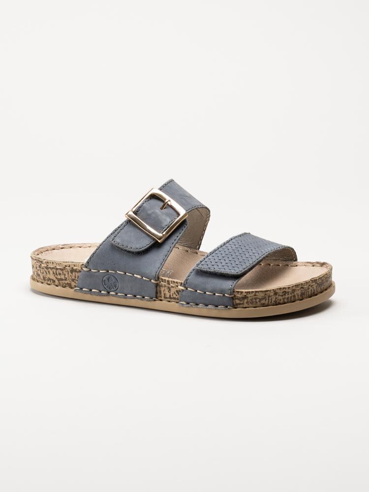 Rieker - Blå slip-in sandaler i nubuck