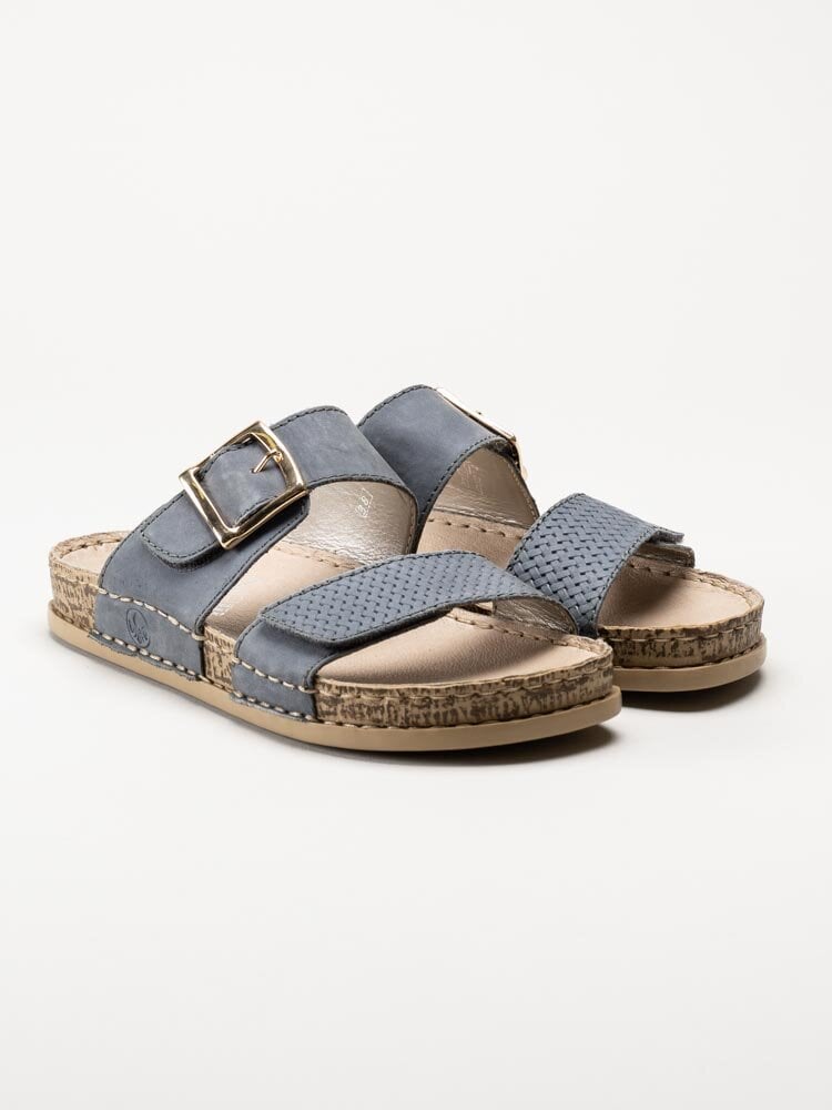 Rieker - Blå slip-in sandaler i nubuck