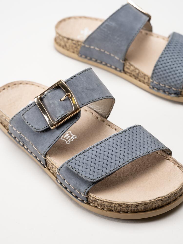 Rieker - Blå slip-in sandaler i nubuck