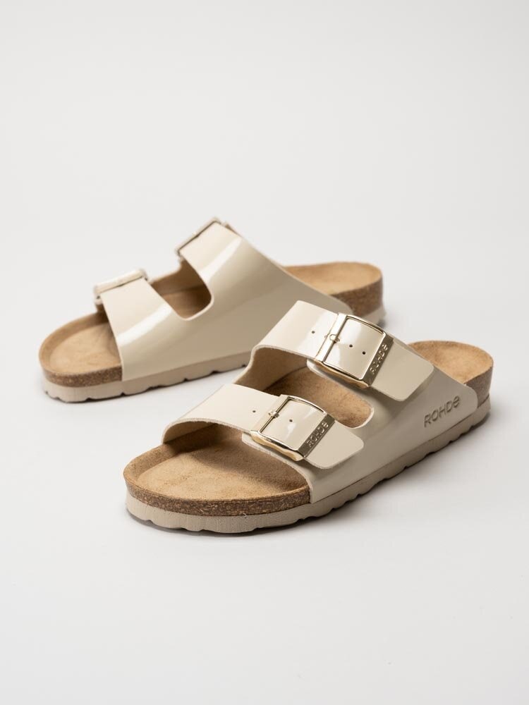 Rohde - Alba - Beige slip-on sandaler i lack