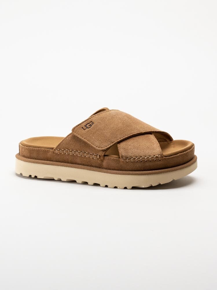 UGG - W Goldenstar Cross Slide - Bruna slip in sandaler i mocka