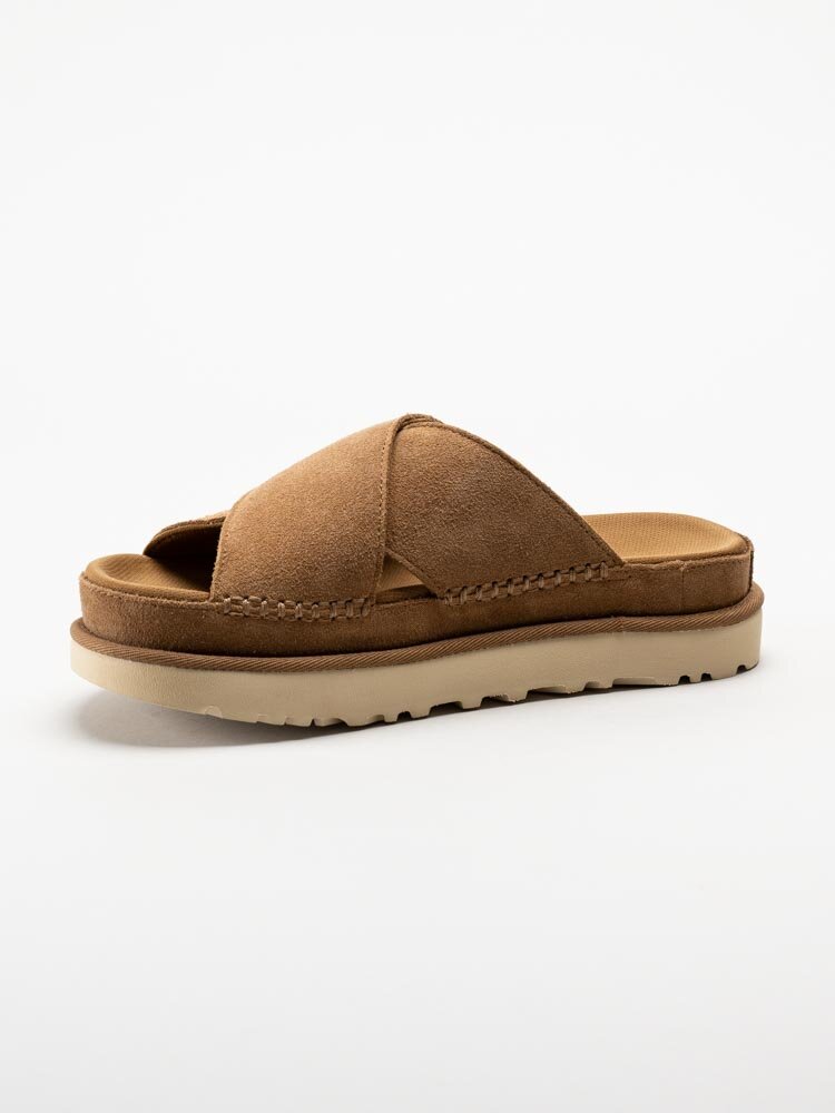 UGG - W Goldenstar Cross Slide - Bruna slip in sandaler i mocka