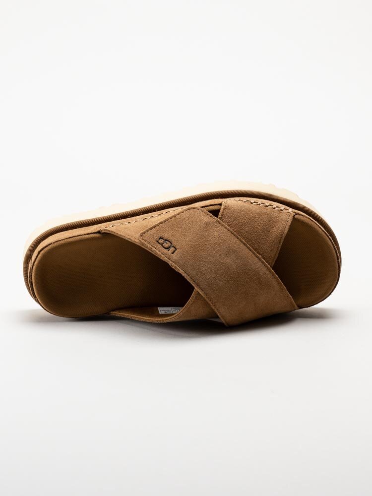 UGG - W Goldenstar Cross Slide - Bruna slip in sandaler i mocka