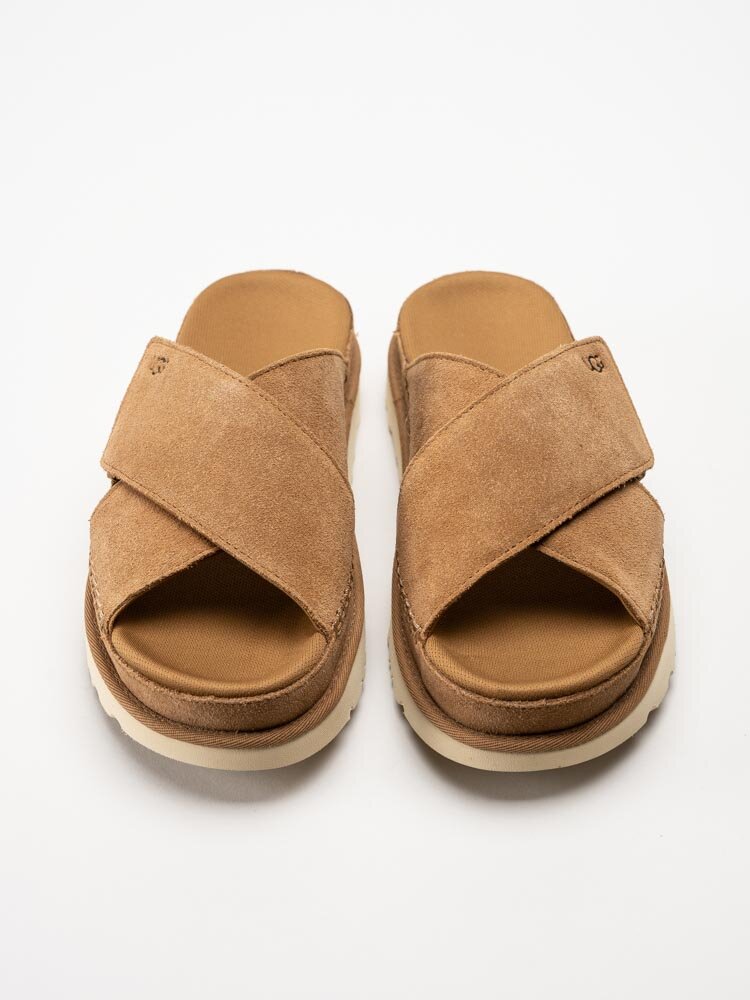 UGG - W Goldenstar Cross Slide - Bruna slip in sandaler i mocka