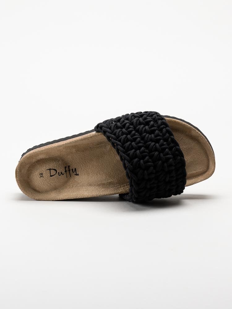 Duffy - Svarta slip in sandaler i virkad textil