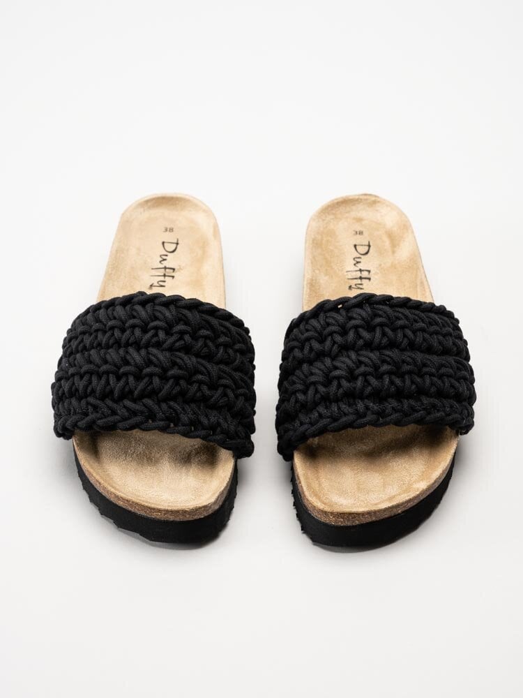 Duffy - Svarta slip in sandaler i virkad textil