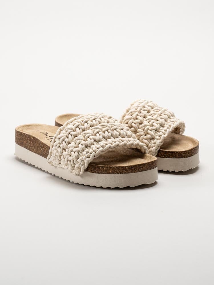 Duffy - Off white slip in sandaler i virkad textil