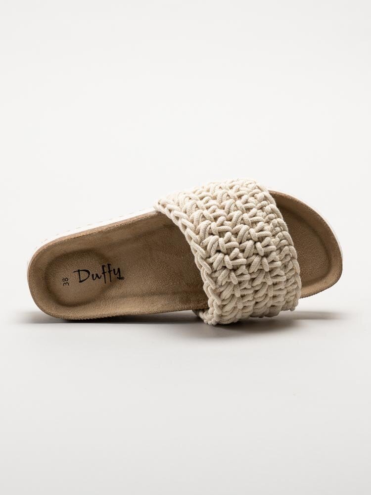 Duffy - Off white slip in sandaler i virkad textil