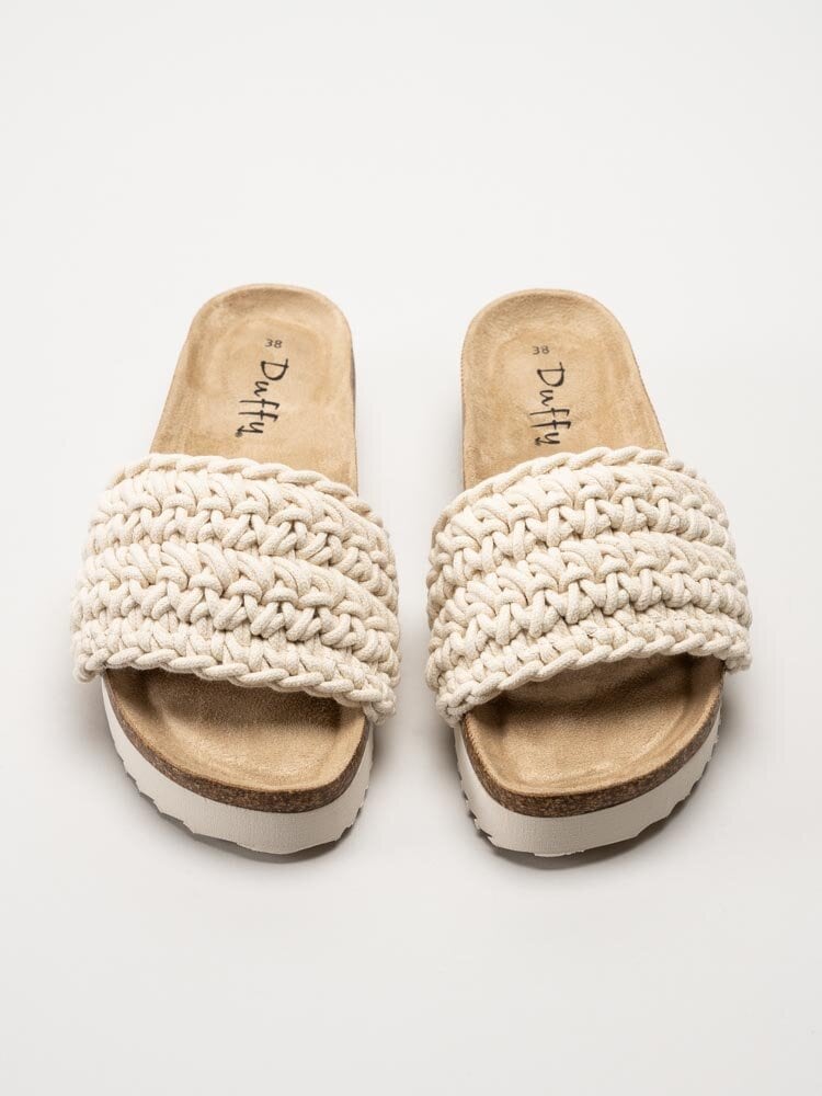 Duffy - Off white slip in sandaler i virkad textil