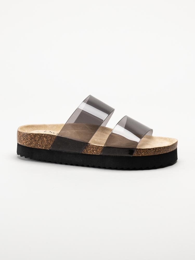 Duffy - Svarta slip in sandaler med genomskinliga remmar