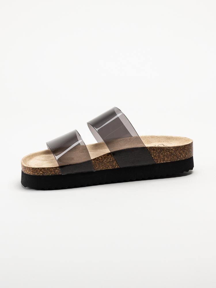 Duffy - Svarta slip in sandaler med genomskinliga remmar