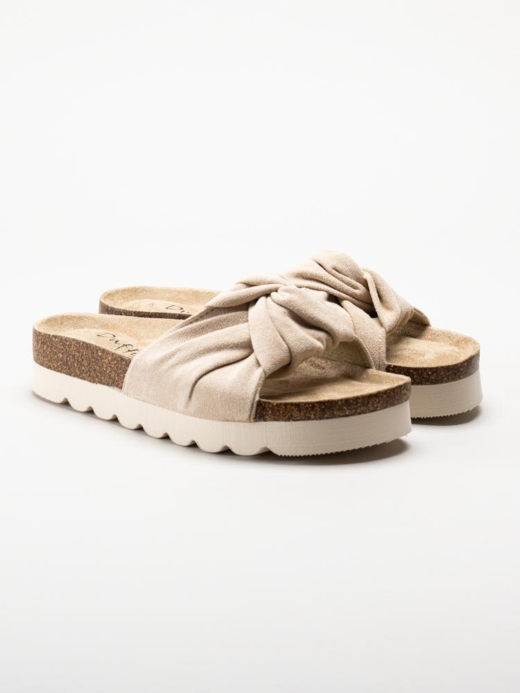 Duffy - Beige slip in sandal med mjuk knut